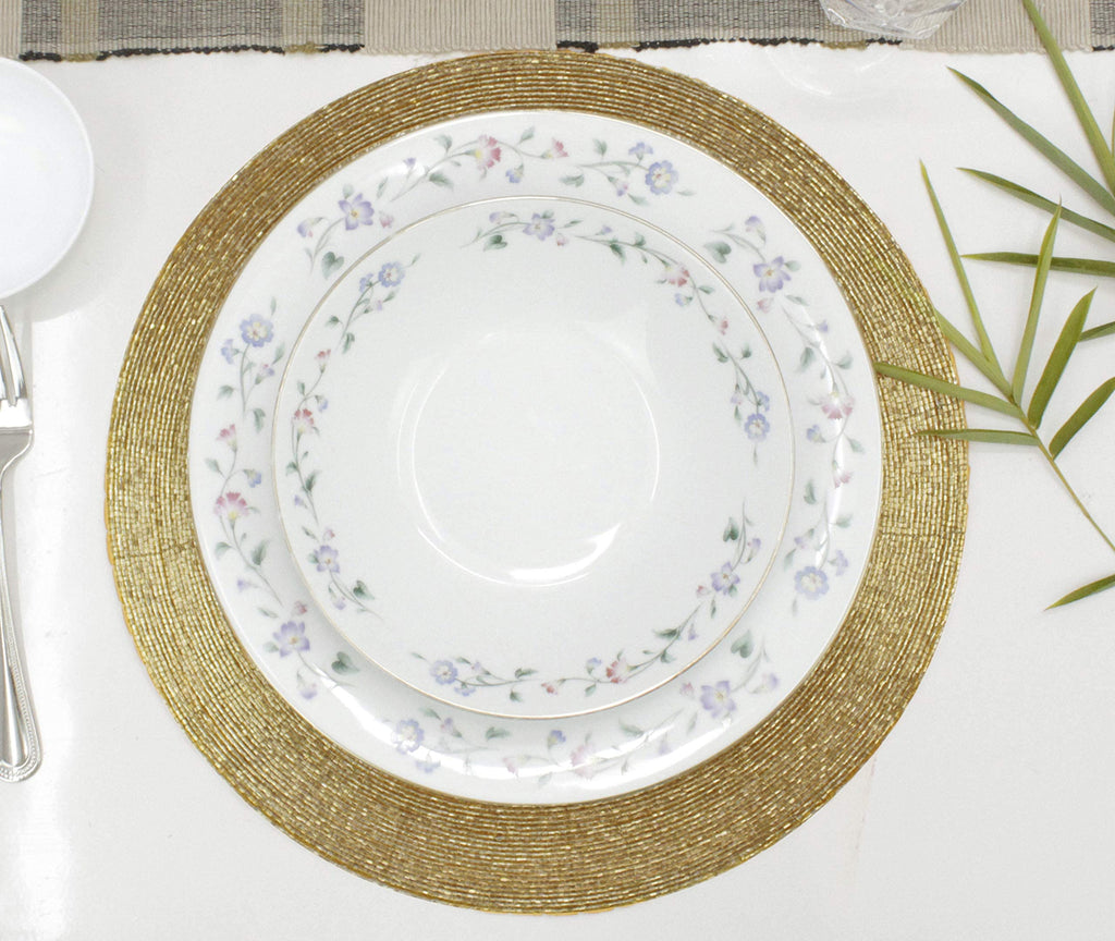 Glitz Handmade Beaded Charger Placemats - Set of 4 - Gold