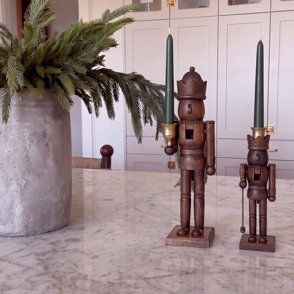 2 PCS Wooden Christmas Nutcracker Figure, 15" & 10"
