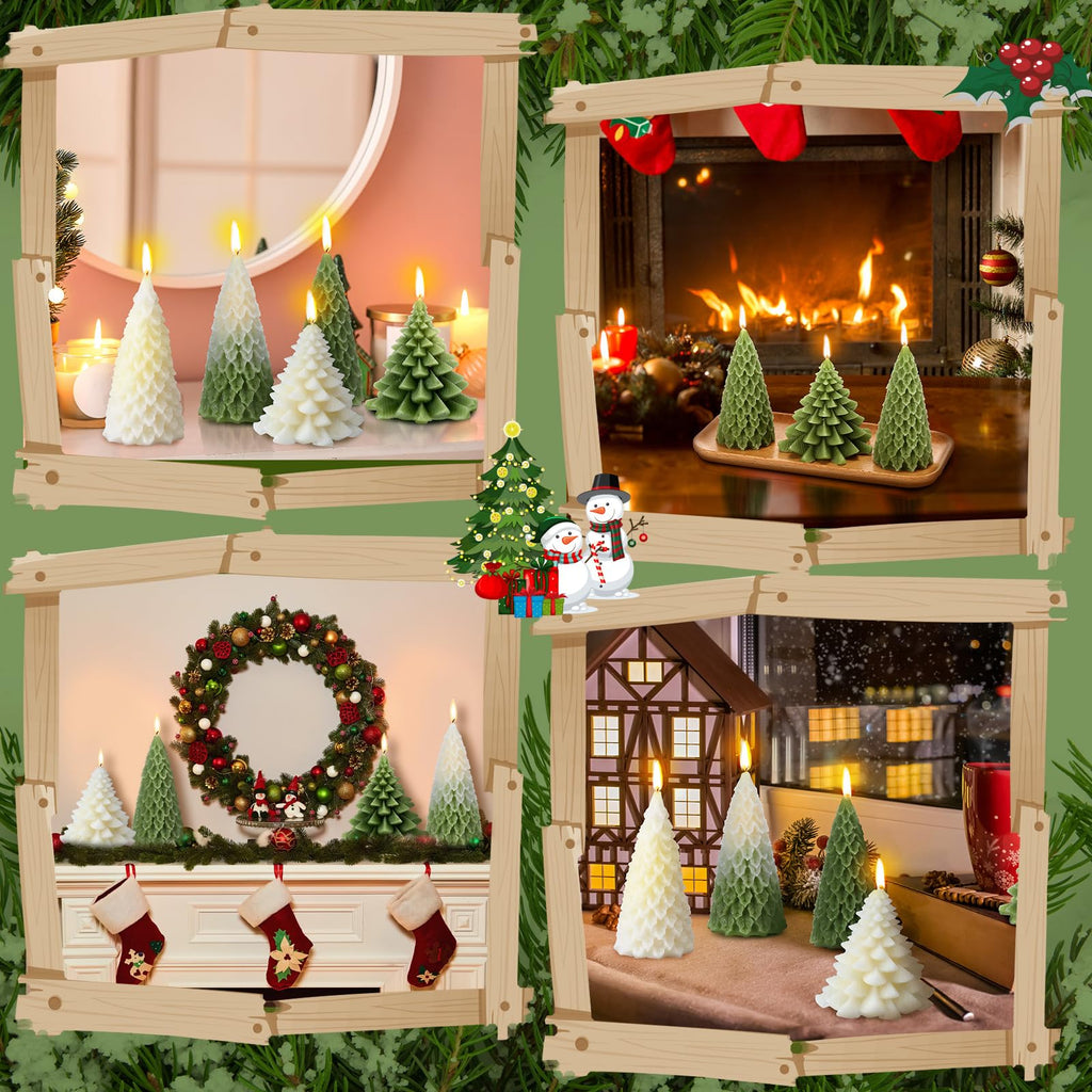 6 Pcs Christmas Tree Candles Decorative Xmas Wax Candles Decor