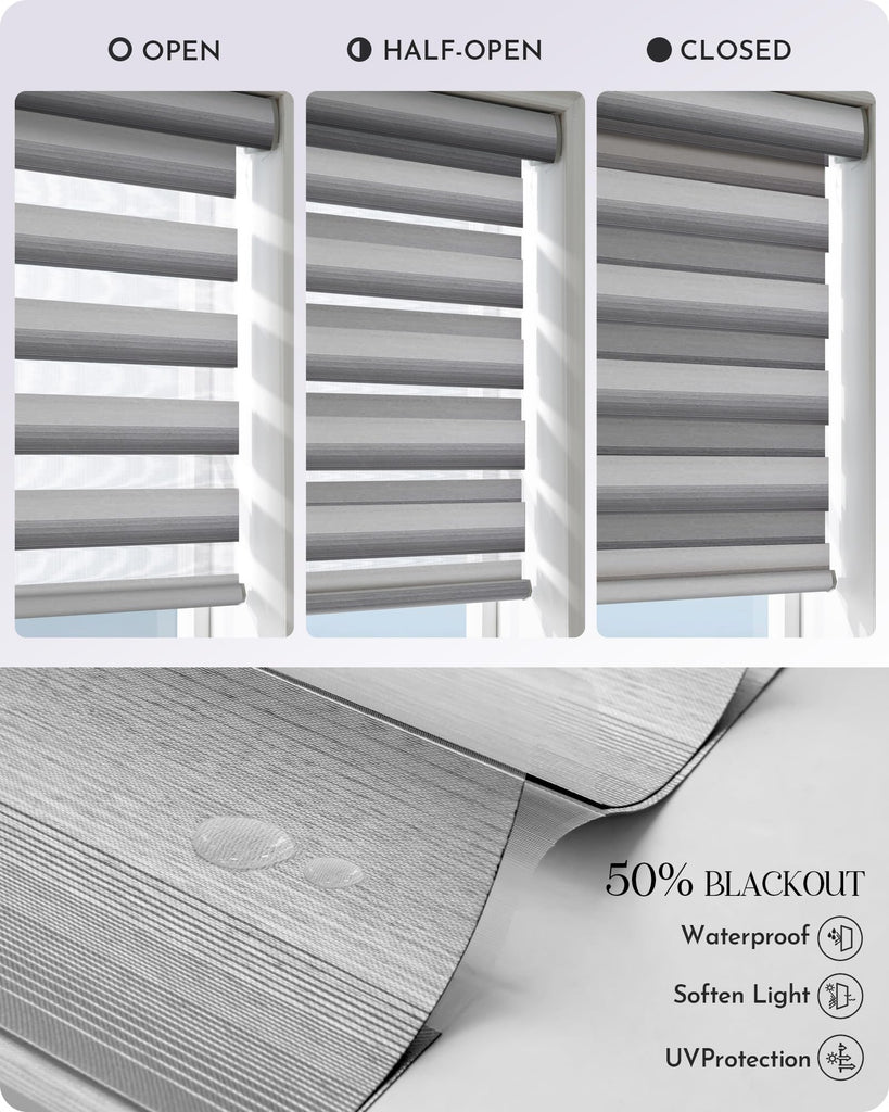 Motorized Zebra Blinds Compatible with Alexa Google Designed Remote Control Light Filtering Horizontal Roller Blind