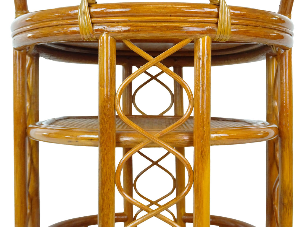 Serving Cart Handmade Woven Natural Rattan Wicker with Wheels Fully Assembled Colonial Color