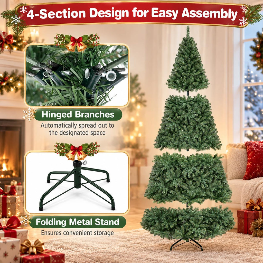 8FT Pre-lit Artificial Christmas Tree w/750 LED Lights, Easy Setup