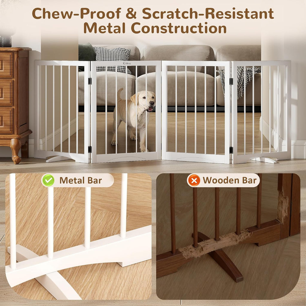 Free Standing Dog Gate Indoor, Foldable Dog Gate for Doorways Stairs