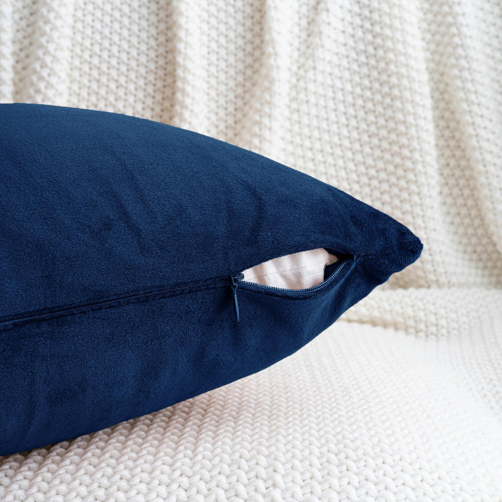 Navy Blue Throw Pillow Covers Velvet 12x20 Inch Pack of 2