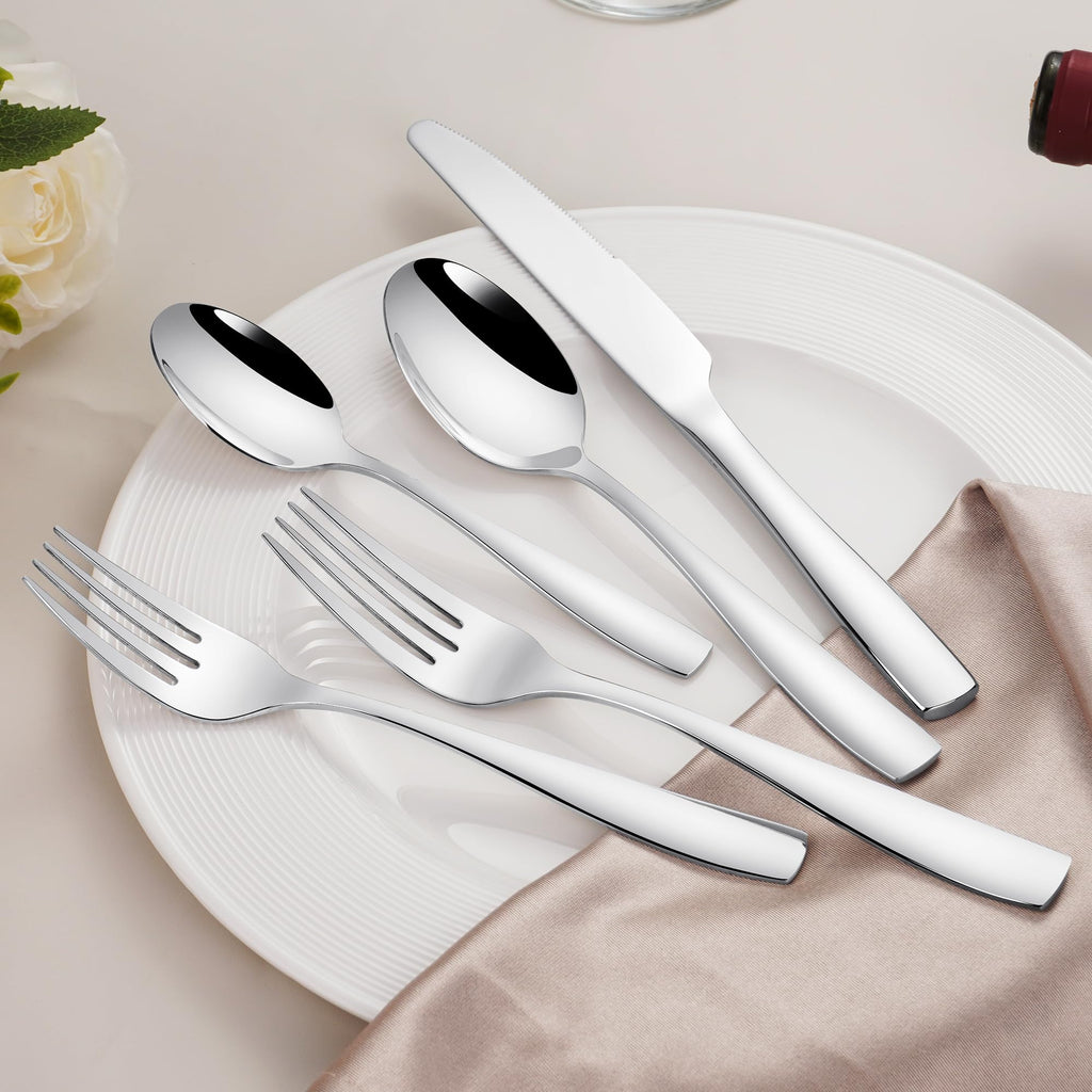 40 Piece Silverware Set for 8, 18/10 Stainless Steel Heavy Flatware Set