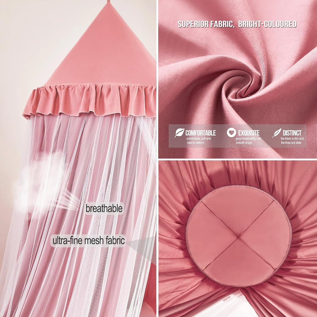 Princess Bed Canopy for Girls, Double Layer Round Bed Mosquito Net, 31.5" Large Dome Indoor Castle Bed Tent, Sleeping