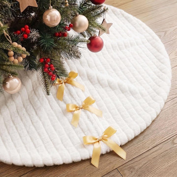 Christmas Tree Skirt, 60-Inch White Faux Fur Decor