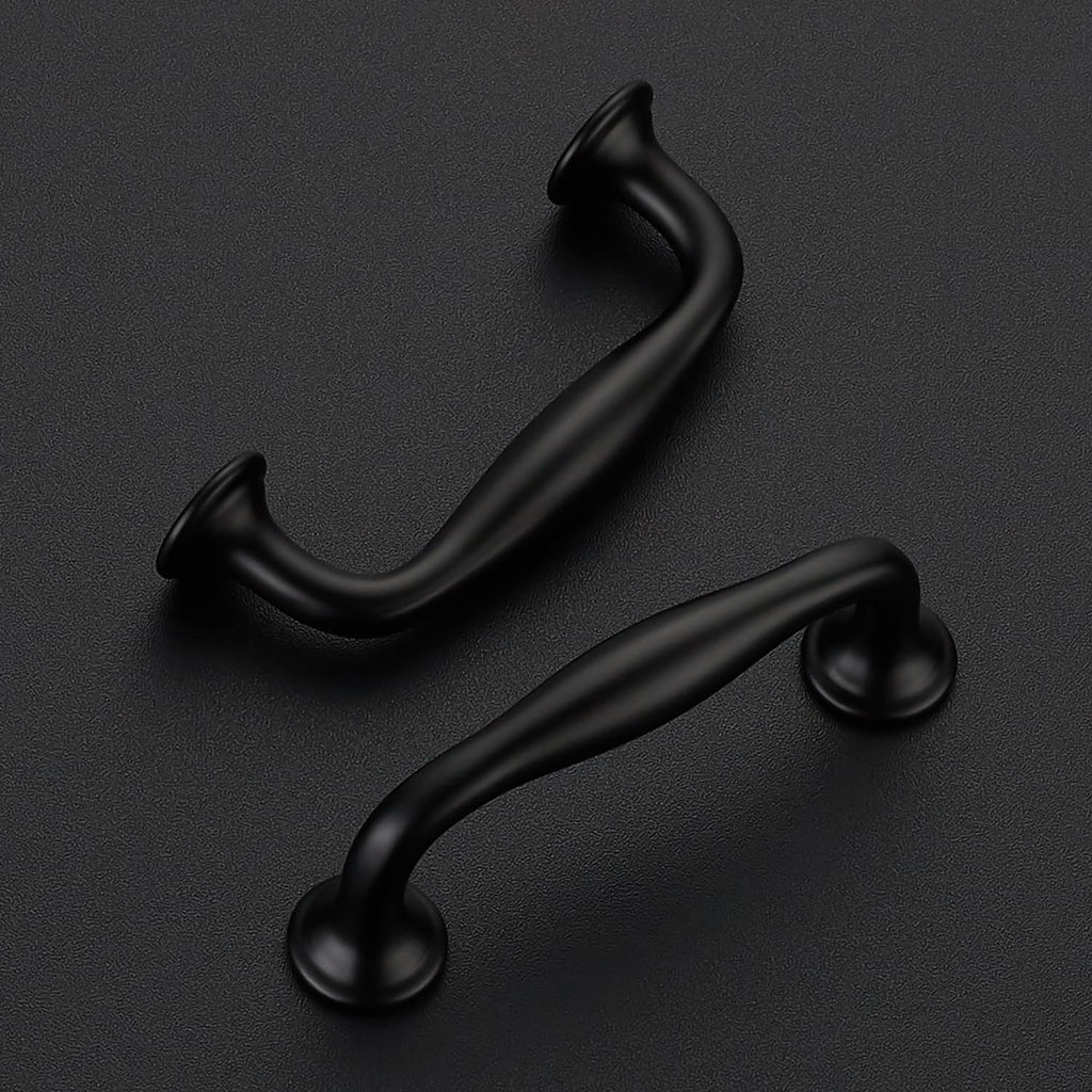 Matte Black Cabinet Handles Solid Pulls 3 Inch 20 Pack