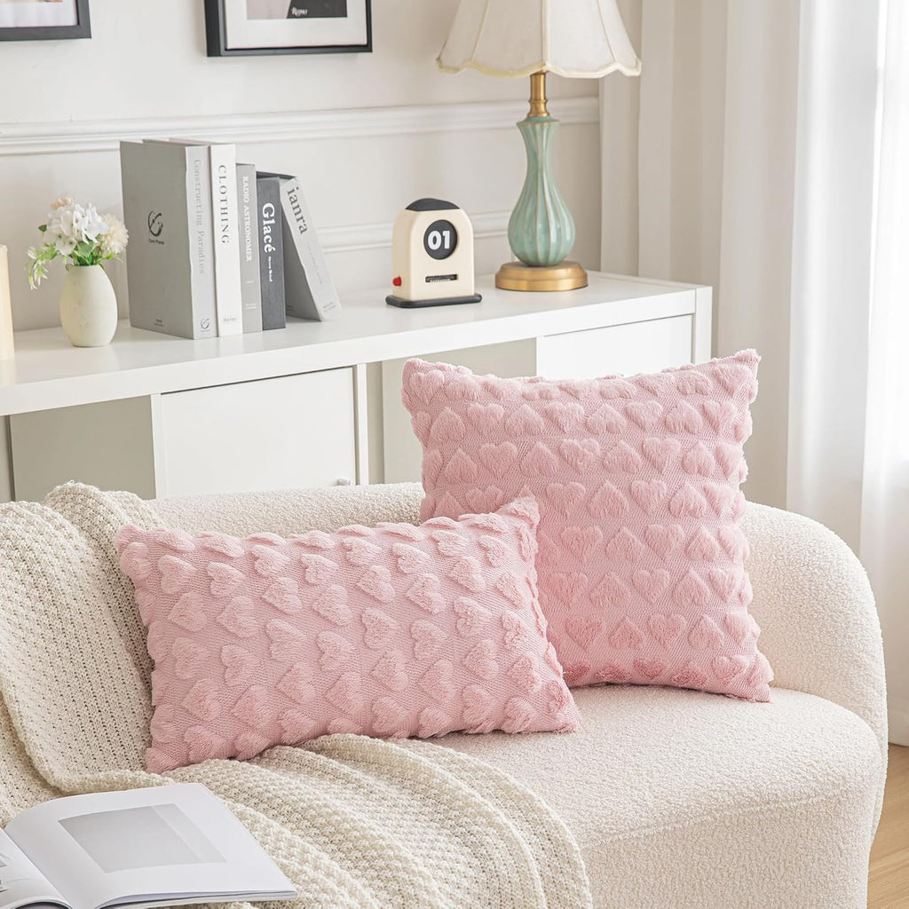 Heart Love Cute Decorative Valentines Throw Pillow Covers 18x18 - Set of 2