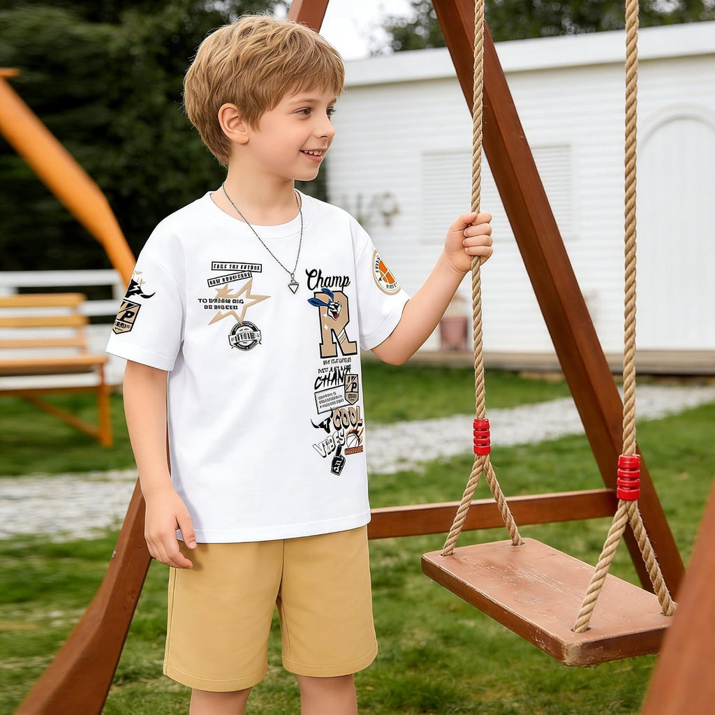 Boys Summer Clothes Short Sleeve Top and Shorts Piece Kids Outfits Boys Sets