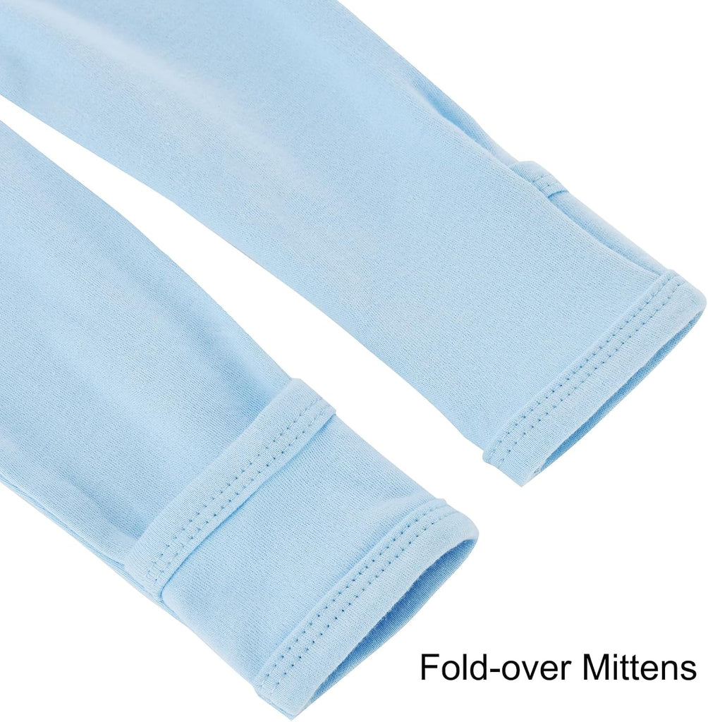 Baby Footie Pajamas Cotton with Mitten Cuffs, Double Zipper