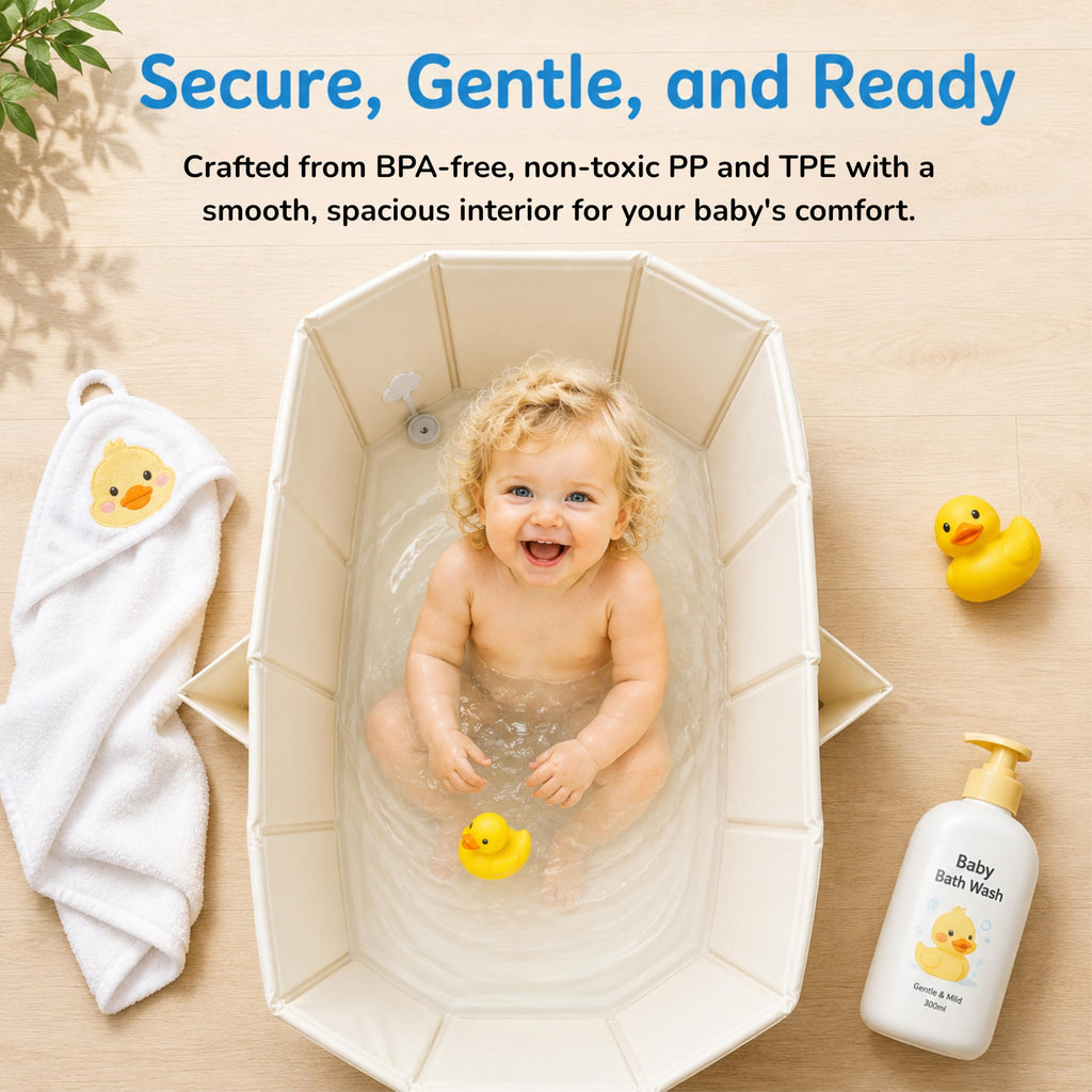 OhSoBig Collapsible Toddler Bathtub, 31-Inch Foldable Portable Bath Tub