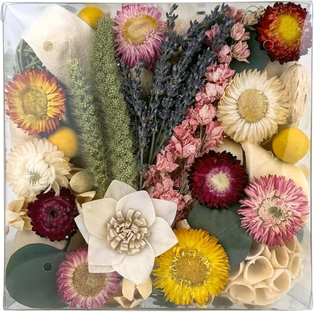 Maison Box Dried Floral Flowers Fragrance Potpourri Decorative Vase & Bowl Filler Home Décor (Floral Strawflowers)