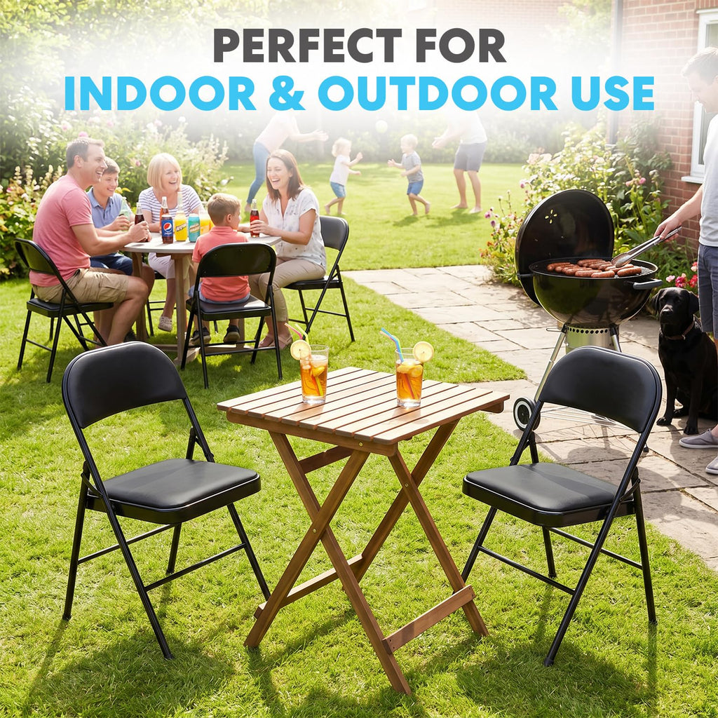 Black Foldable Chairs with Cushion, 12-Pack Padded Folding Chairs for Indoor/Outdoor Parties, Events, Weddings, and