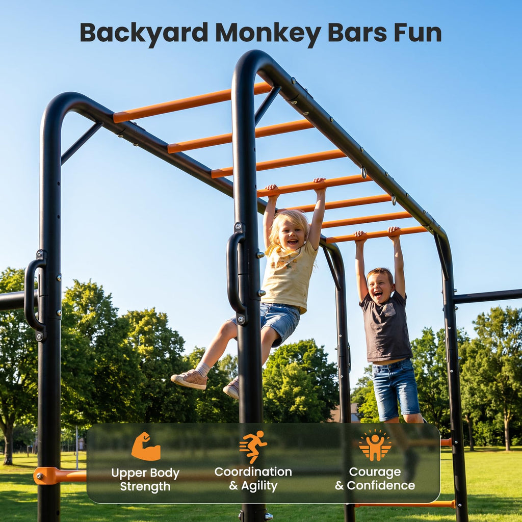 Heavy Duty Monkey Bars for Kids Backyard with Gym Bars & Swing