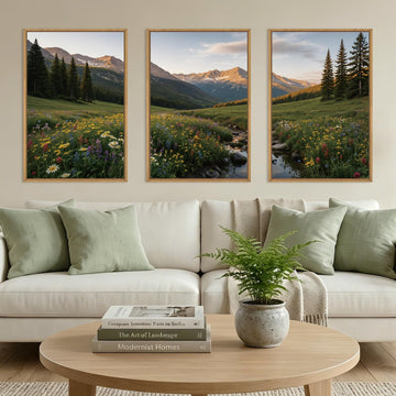 Mountains Landscape Canvas Wall Art, Nature Forest Wall Decor Framed