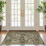 Eden Floral Washable Area Rug 3x5 Entryway Rug Vintage Lightweight Soft Non-Slip Indoor Low Pile Dis