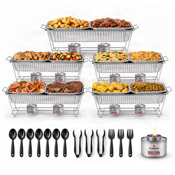 Disposable Chafing Dish Buffet Set for Buffets, Parties, Catering, 5 Pack
