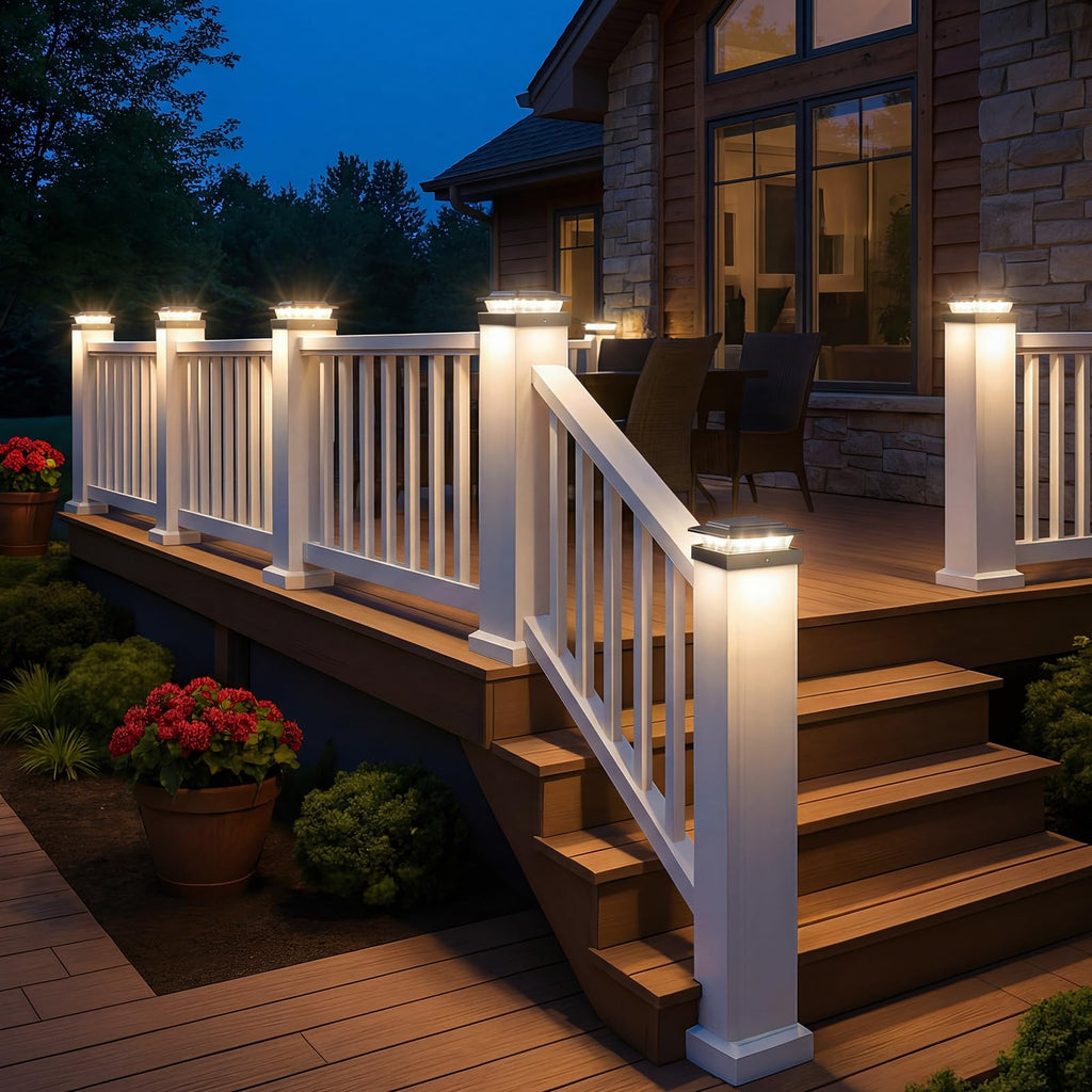 4x4 Solar Post Cap Lights Outdoor 16Pack- 3 Color Temperatures& 2 Level Brightness, IP65 Waterproof, 16 LED Black