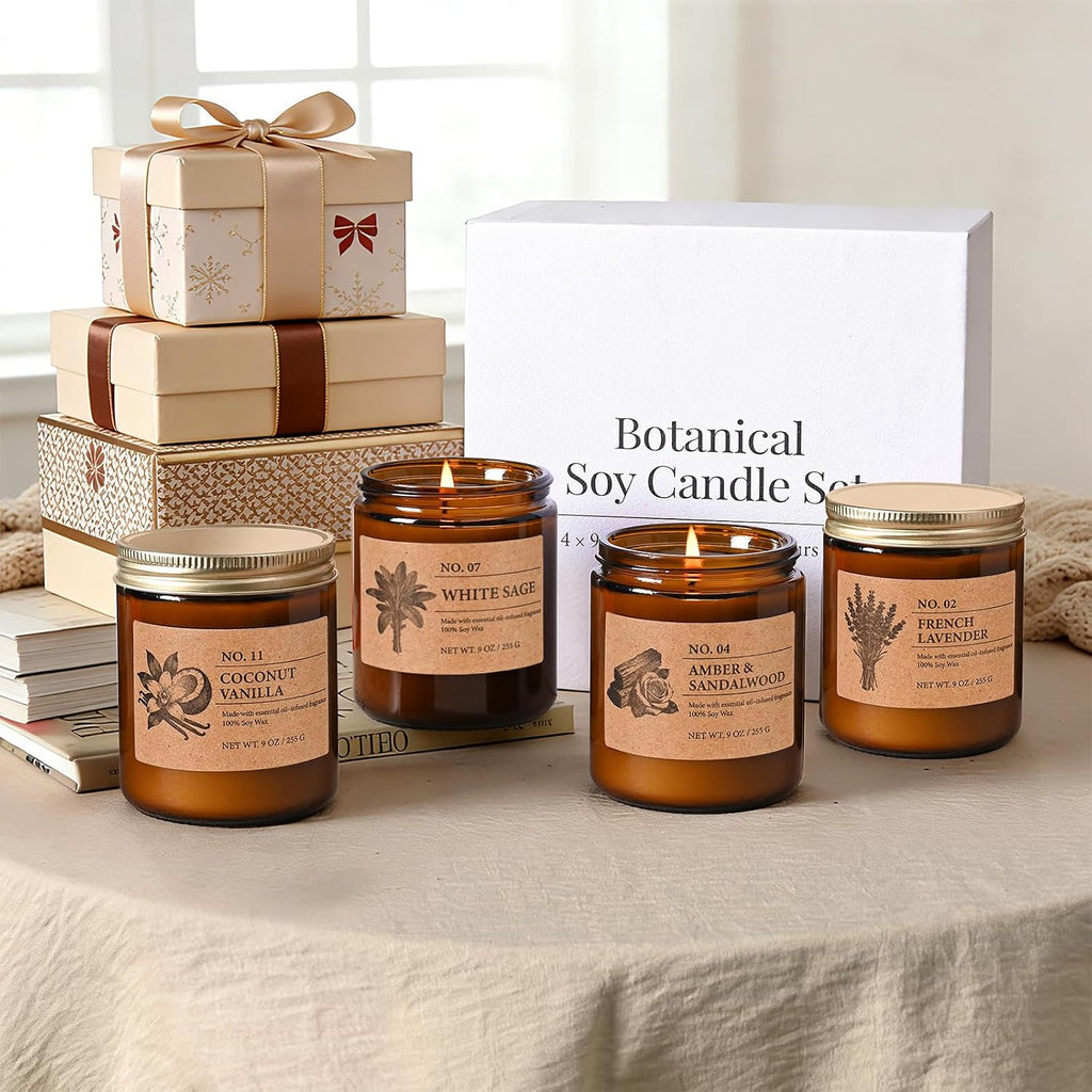 Scented Candles for Women, 4-Pack 9 oz Soy Candle Set, 36 oz Total - Set of 4