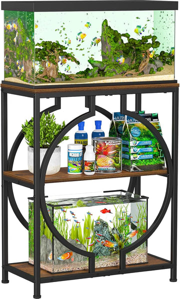 20 Gallon Fish Tank Stand, Aquarium Stand with 3 Tier Storage, Heavy Duty Metal Terrarium Stand, 24.02" x 11.81" x