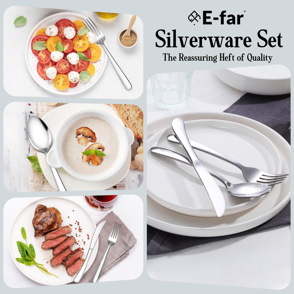 40-Piece Silverware Set for 8, Heavy Duty Stainless Steel Flatware