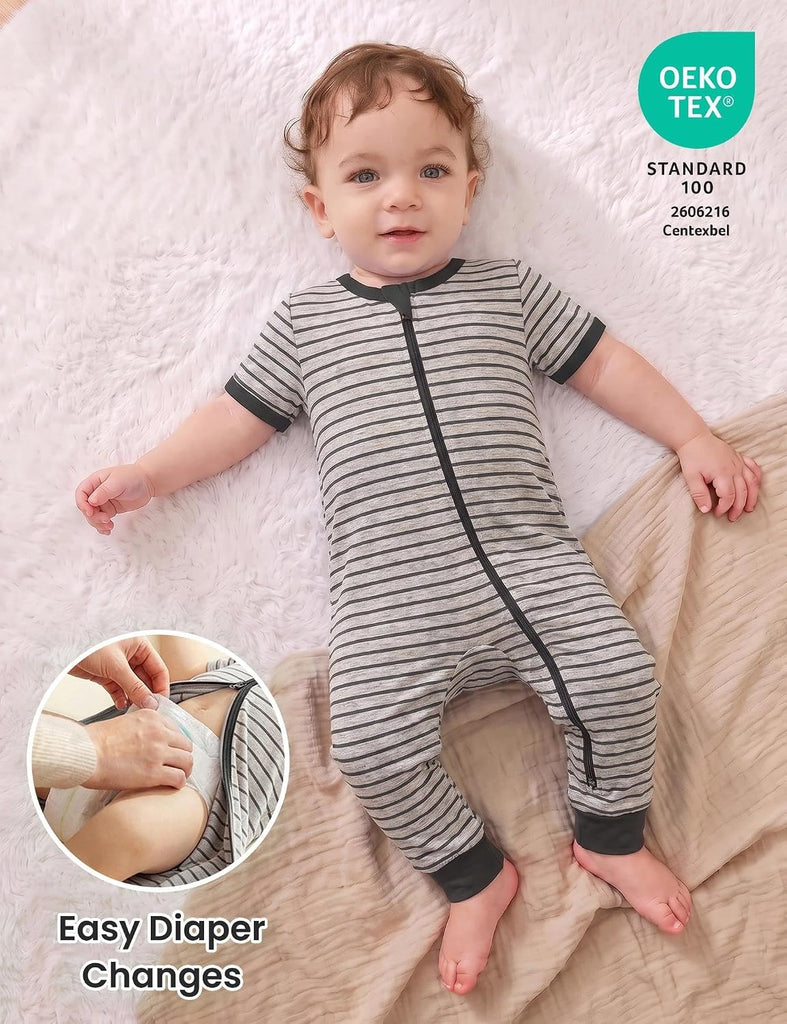 Baby Romper Short Sleeve Cotton Pajamas Way Zipper