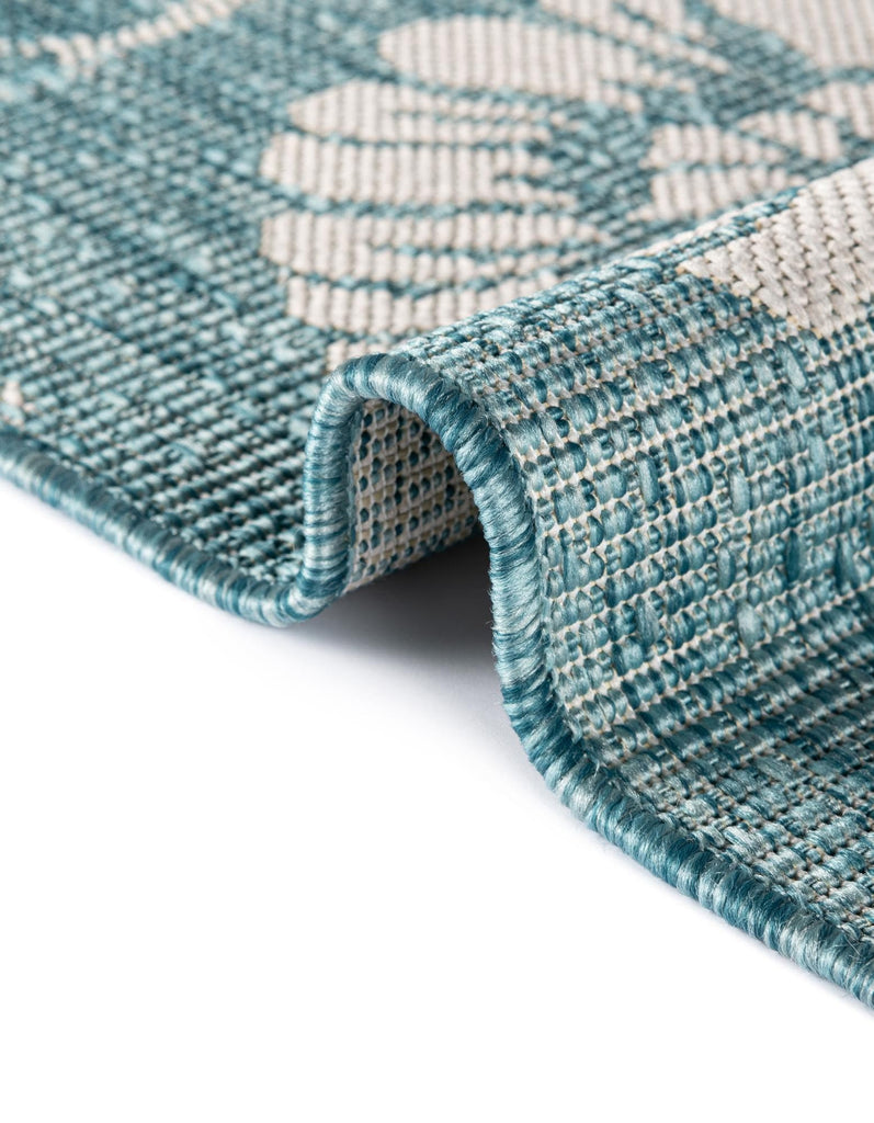 Outdoor Coastal Collection Rug - 6 Ft Runner Aqua Flatweave-Pile Rug Perfect s, Entryways
