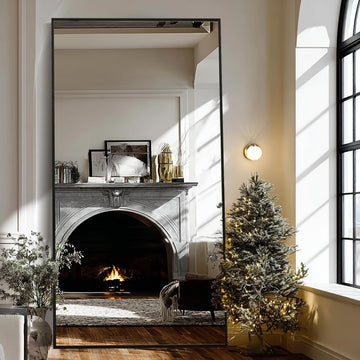 79" x 39" Full Length Mirror with Stand, Black Large Floor Mirror