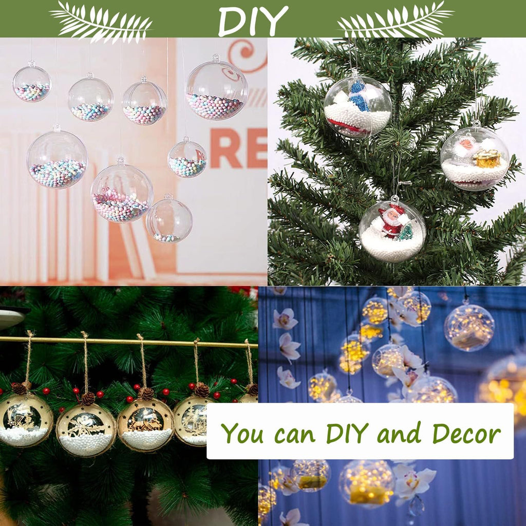 80mm/3.14inch Large Clear Ball Ornaments, 12Set Fillable Christmas Balls Shatterproof Ornament Baubles for DIY - Set of 12
