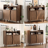 39" Buffet Sideboard Cabinet, Mid Century Modern Console Cabinet with Roller Shutter Sliding Doors & Adjustable
