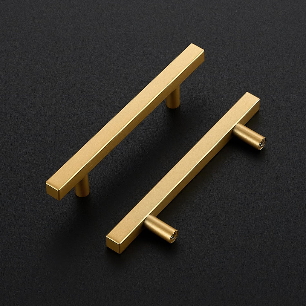 Champagne Gold Handles Square Cabinet Hardware 3-3/4 Inch 5 Pack