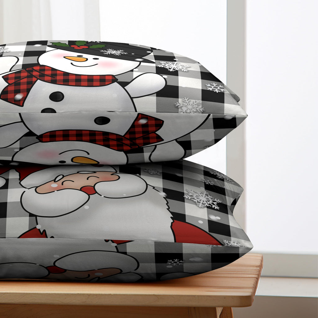 Christmas Santa Lumbar Pillow Covers 12x20 Set of 2 Snowman and Xmas Santa Rectangle Cushion Case Christmas Black