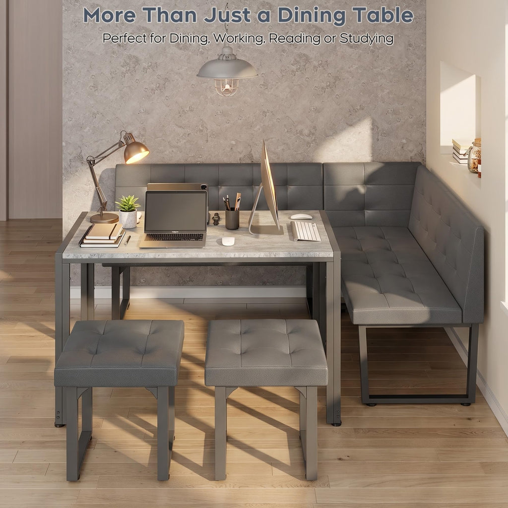 Corner Dining Table Set with Upholstered Banquette