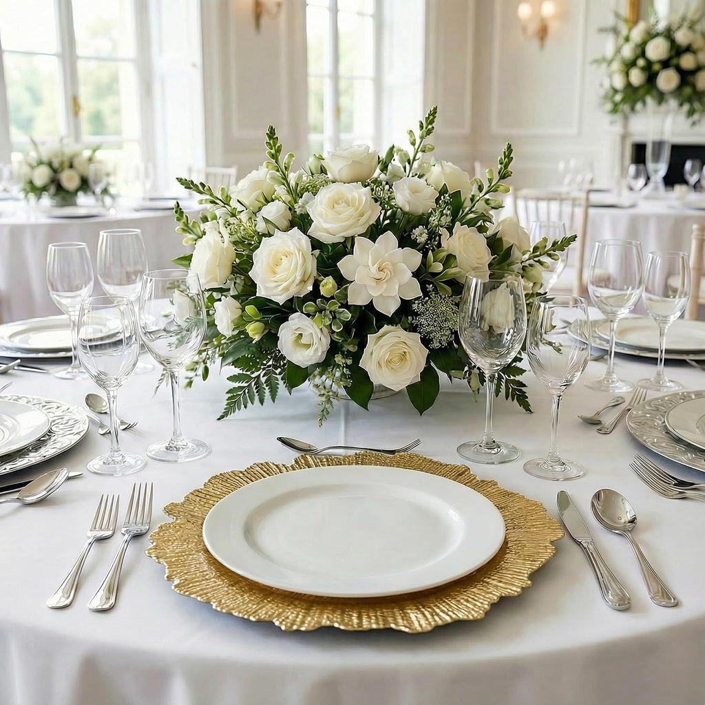 Gold Reef Charger Plates,10 Pack 13" Gold chargers for Dinner Plates - Set of 10