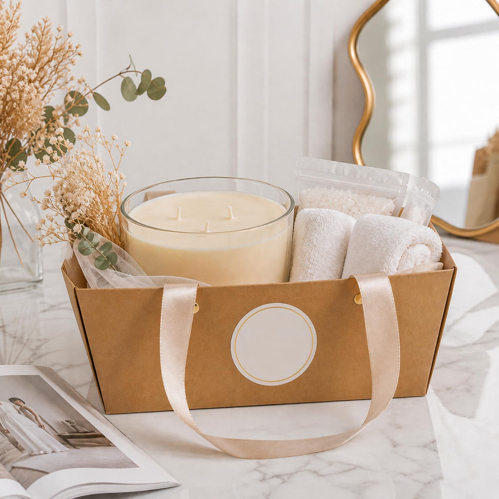50 Pack Kraft Gift Basket with Handles, 9.8'' x 6.5'' x 4.3'' Empty Paper Basket for Party Gifts, Anniversary