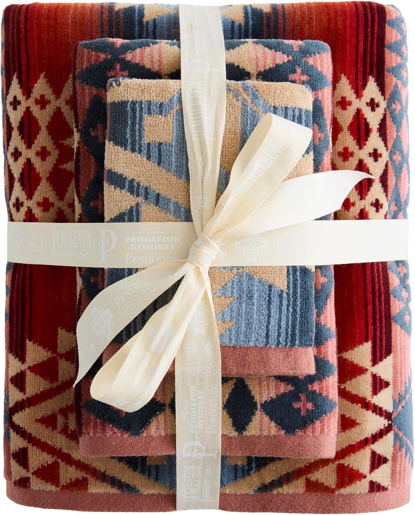 3 Piece Bath Towel Set, Bath, Hand, and Washcloth | Soft, Absorbent, Quick Dry, Fade Resistant, Canyonlands Desert Sky