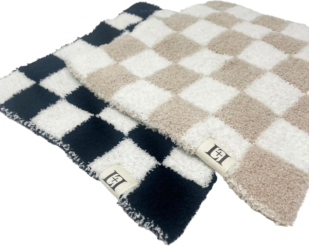 USA Checkered Baby Lovey Security Blanket with Pacifier Holder - DreamSoft Reversible Plush Mini Comfort Blanket