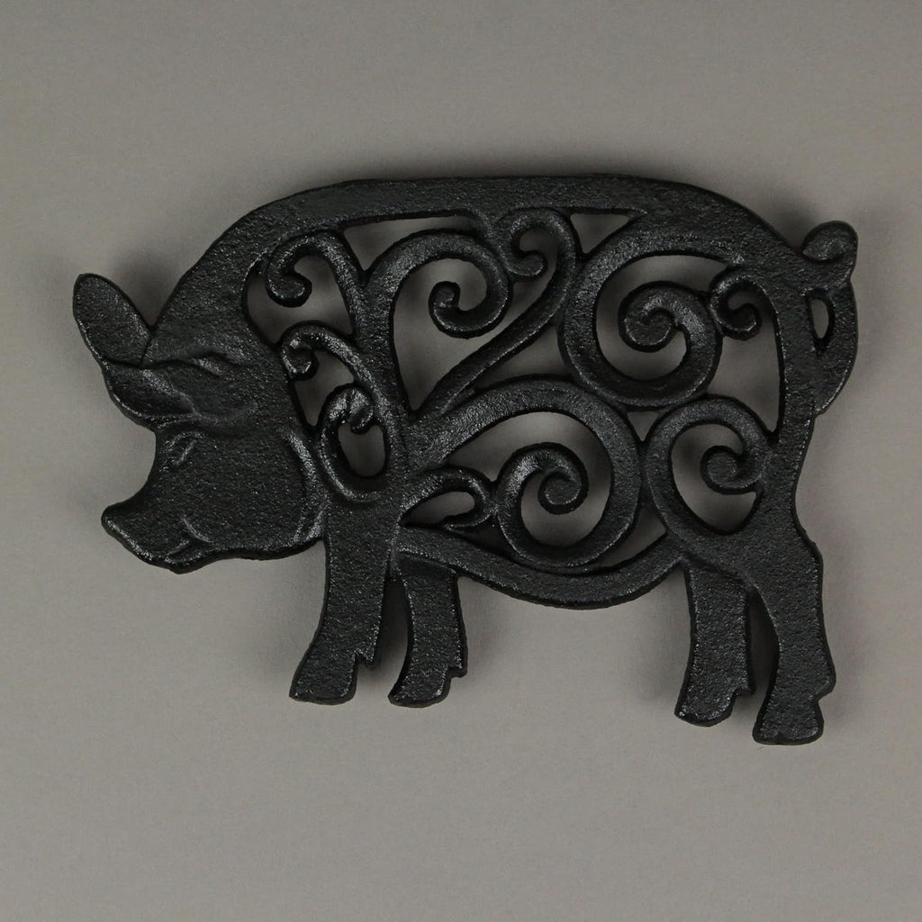 Farm Animal Kitchen Trivets, Black 9 Inch Cast Iron - Set of 3