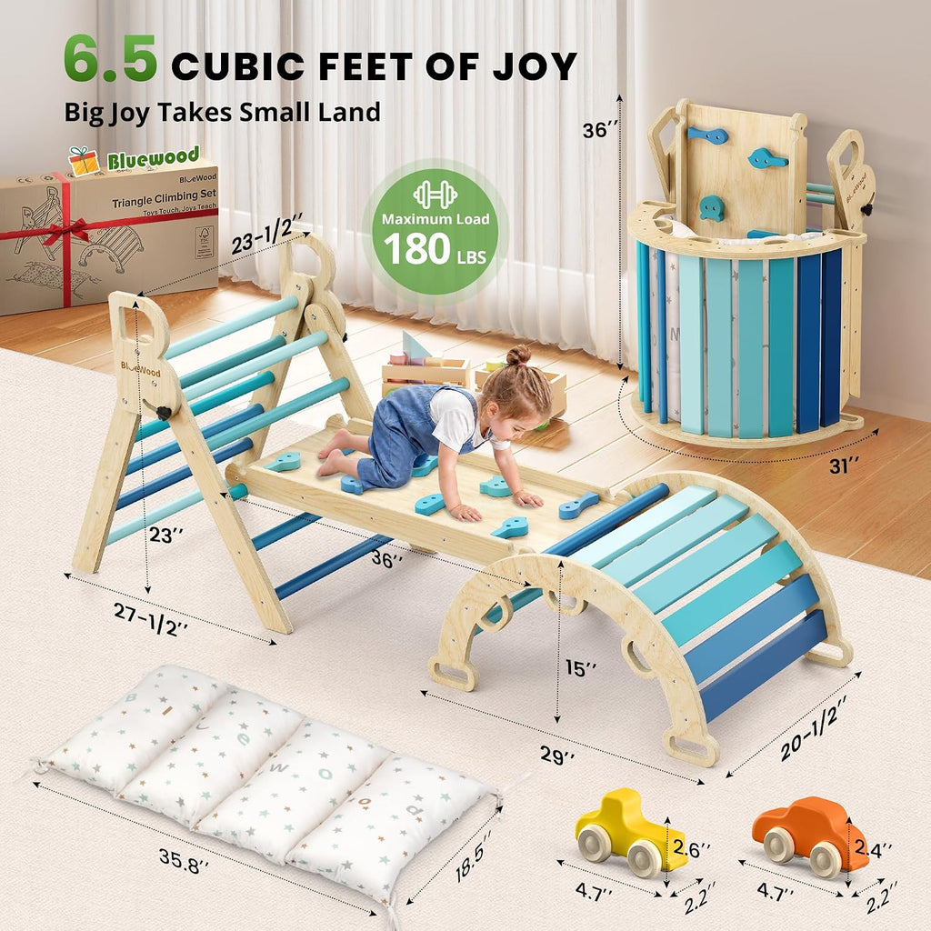 Triangle Set with Cushion, Wooden Climbing Toys for Toddler