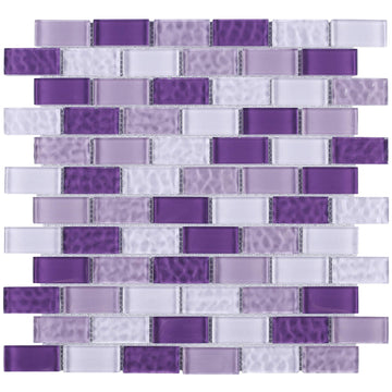 TRCEG-03 1x2 Brick Purple Glass Mosaic Tile Subway Tile Sheet-Kitchen and Bath backsplash Wall Tile (10 Sheets)