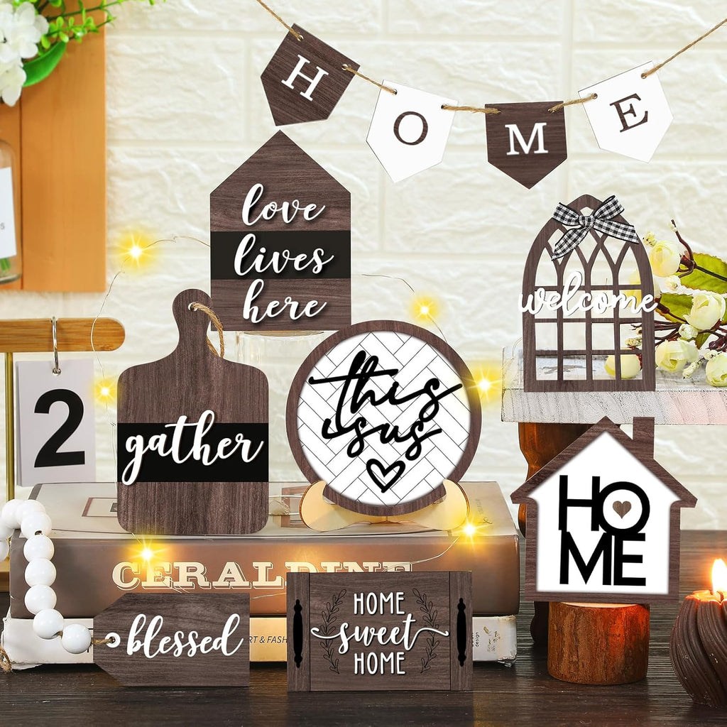 Home Tiered Tray Decor This is us Rustic Wooden Signs - Set of 11