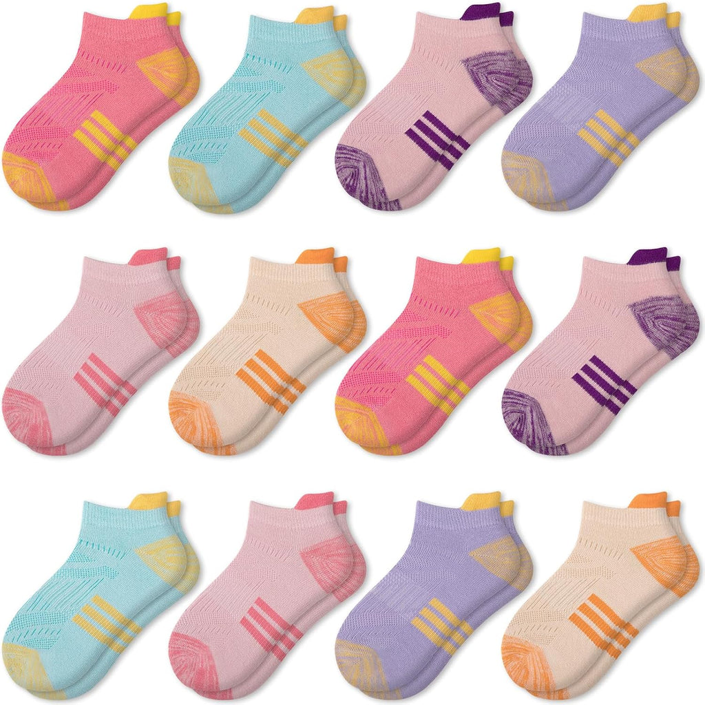 12 Pairs Girls Socks Old Athletic Ankle Socks Cotton Short Socks For Little Big Kids
