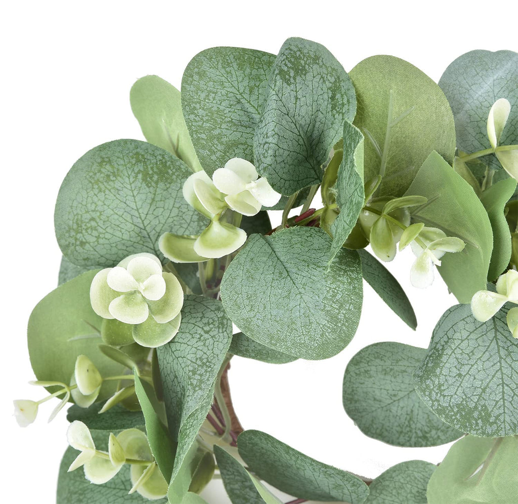 6Pcs Eucalyptus Wreath Faux Kitchen Cabinet Wreaths Artificial Greenery Wreath Farmhouse Wreath for Door Wall Window