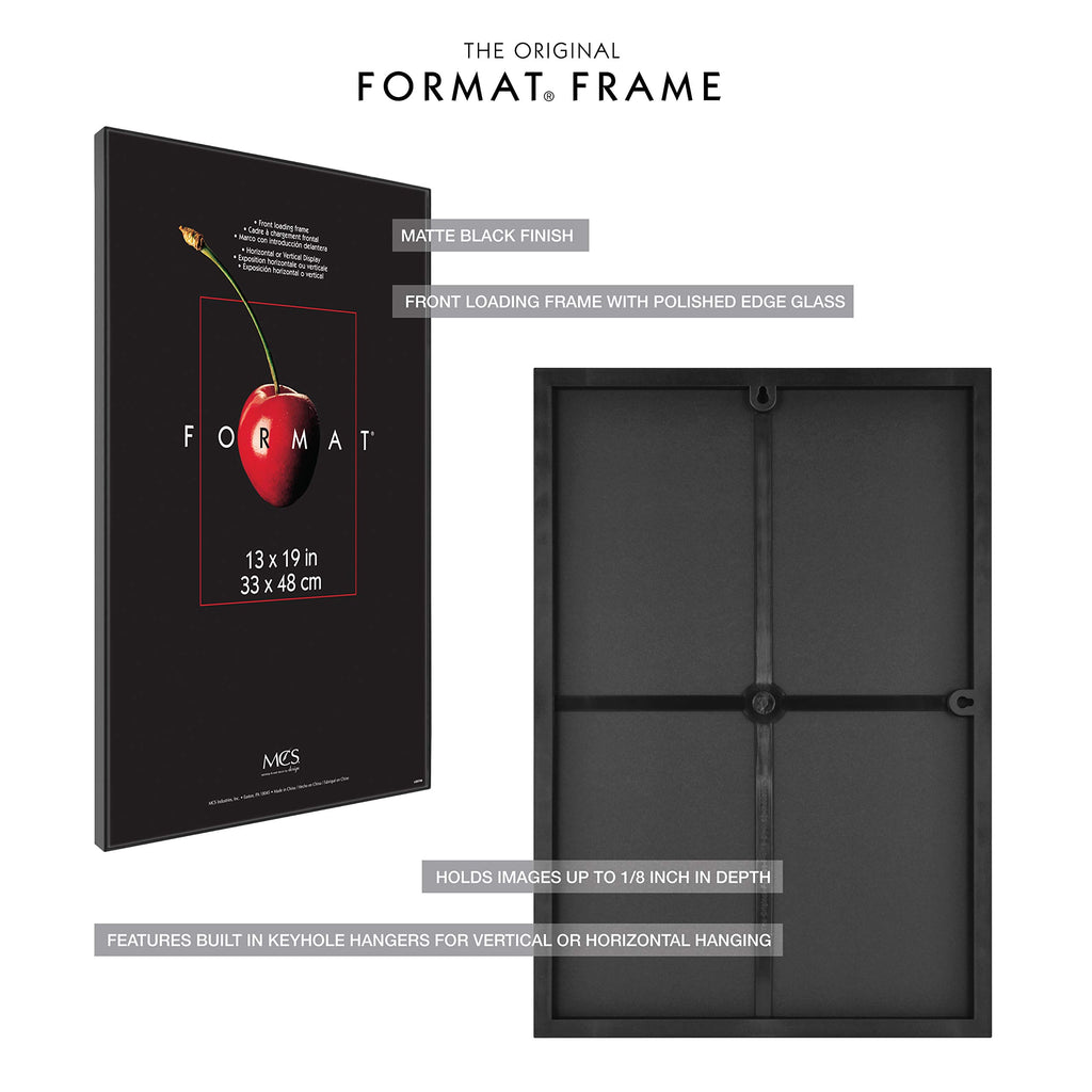 Format 13x19 Poster Frame Black Woodgrain, Vertical & Horizontal Wall Hanging Large Picture Frame for Photos, Posters