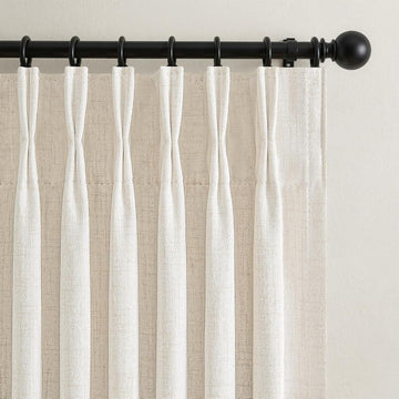 102 Inch Long Curtains Blackout Pinch Pleat Linen Drapes for Living/Bedroom 2 Panels,Two Layers Noise Reducing