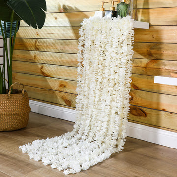 48 PCS Artificial Wisteria Hanging Flowers 6.56 Ft/pcs Fake Wisteria Vine Kit Hanging Flower Outdoor Garden Ceremony