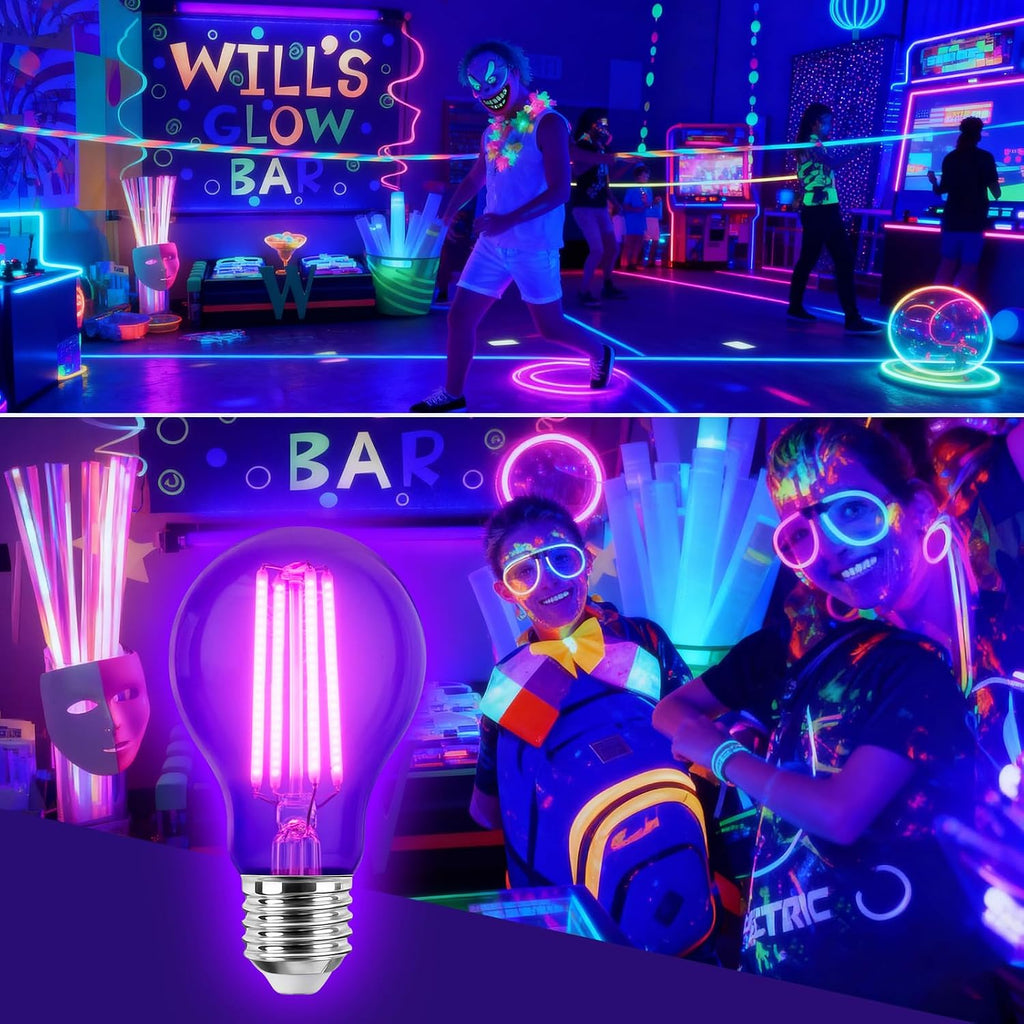 LED A19 Black Light Bulbs, 6 Pack