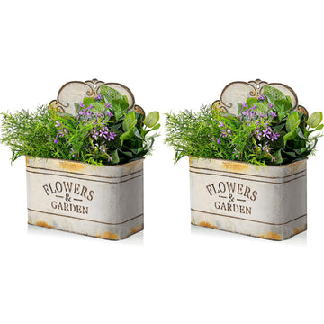 Farmhouse Metal Wall Planter Rustic Galvanized Flower Holder Wall Mount Flower pots for Indoor, Outdoor and Wall