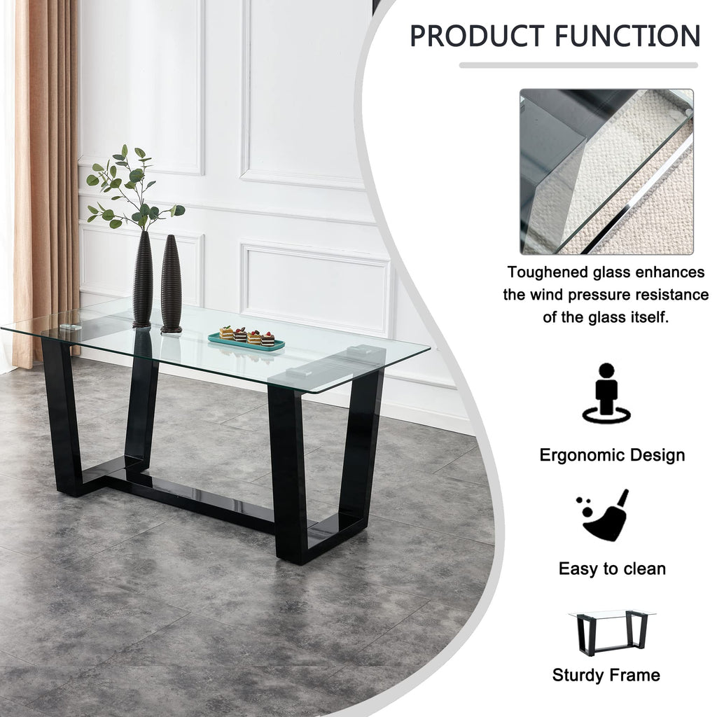 Dining Table Set for 6, Glass Dining Room Table with 6 Chairs
